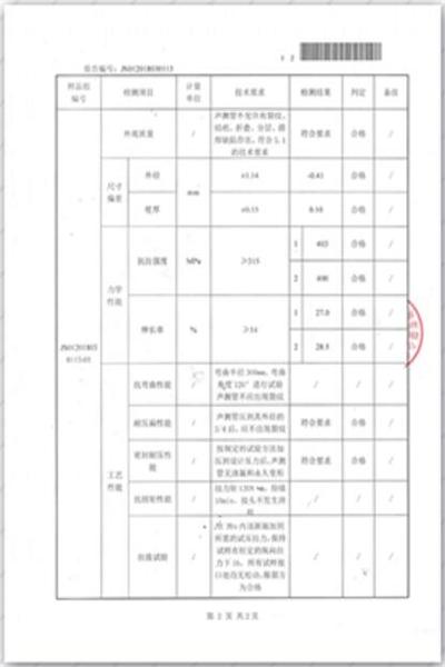 张家口出厂检测报告